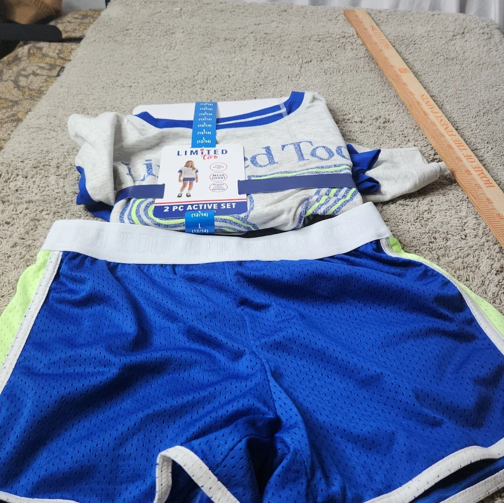 Limited Too Girls 2 Piece Active Set T-Shirt & Mesh Shorts Size L (12/14)